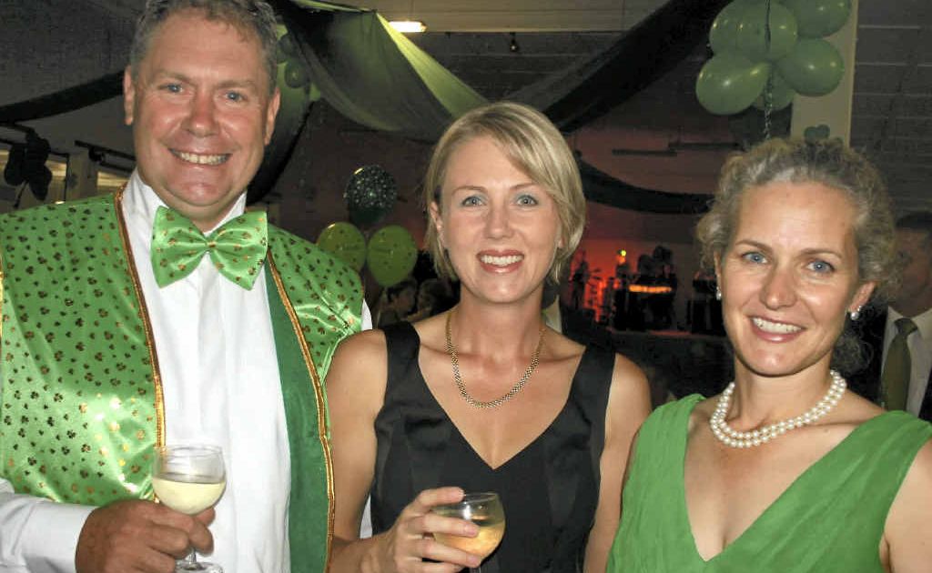 Roger Cox, Suzanne Tomich and Lucie Manifold get in the swing of St Patrick’s Day at the dinner dance. Roger Cox, Suzanne Tomich and Lucie Manifold get in the swing of St Patrick’s Day at the dinner dance.